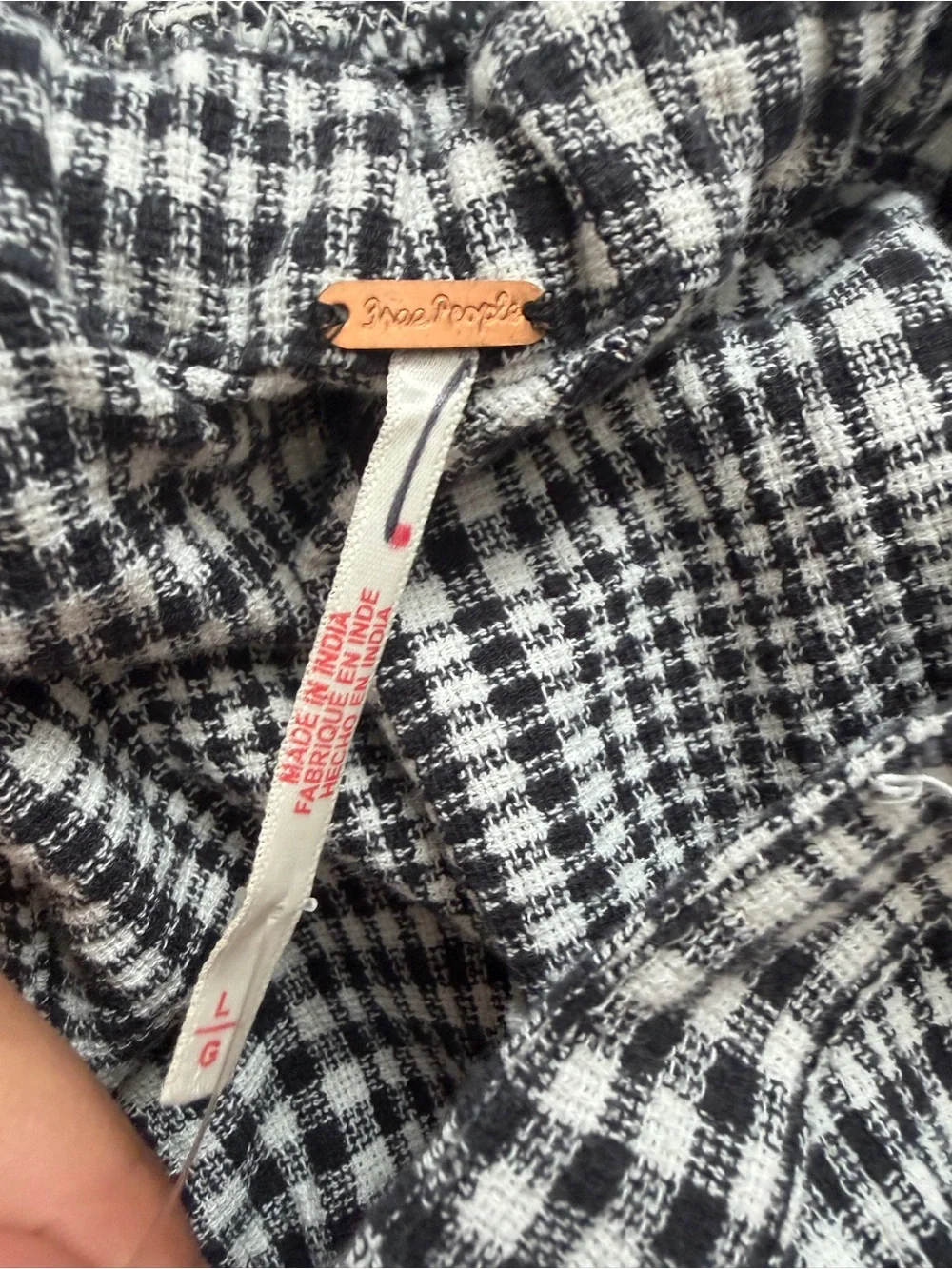 Free People Black & White Gingham Pinafore Mini-Dress
